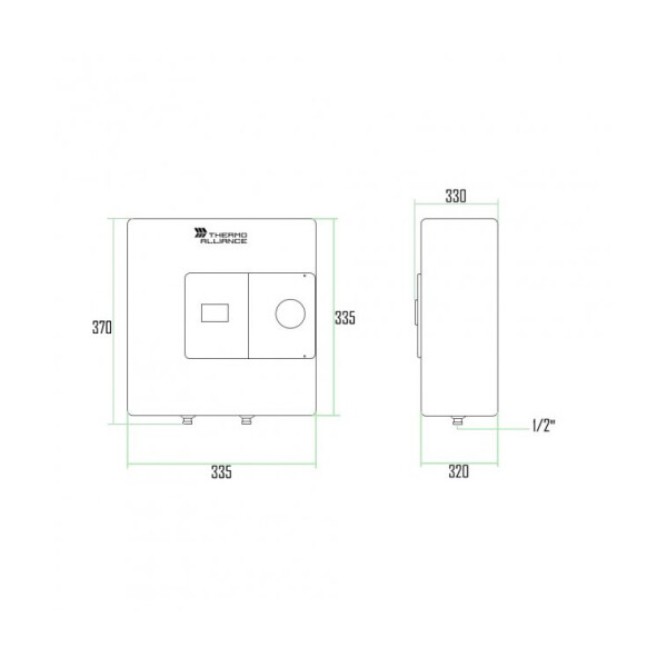 Бойлер електричний 15 л.THERMO ALLIANCE SF15X15N (мокрий, верт, прямокут, над мийку, нижнє, 1,5 кВт) #5