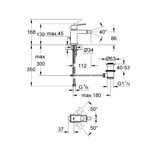 Змішувач для біде GROHE EUROCUBE 23138000 #2