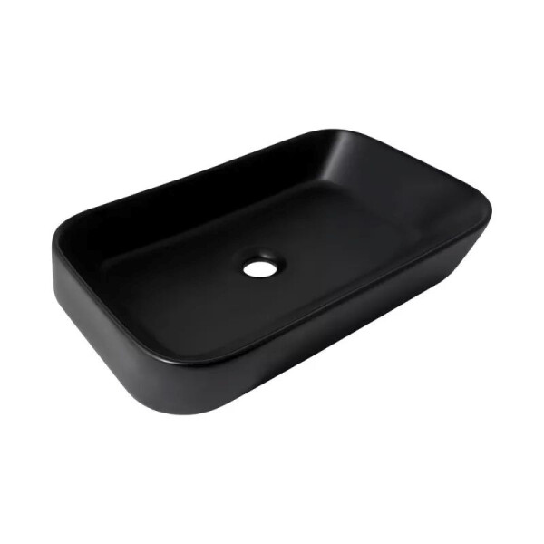 Раковина 585х380х180мм накладна овальна з донним клапаном Leo Matt Black Qtap